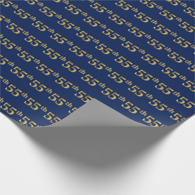 Blue, Imitate Gold 55. (Fünfundfünfzigste) Veranst Geschenkpapier (Ecke)
