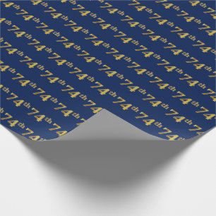 Blue, Imitate Gold 74. (Vierundsiebzig) Event Geschenkpapier