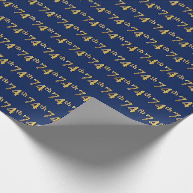Blue, Imitate Gold 74. (Vierundsiebzig) Event Geschenkpapier (Ecke)