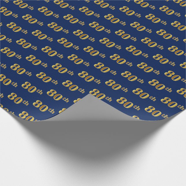 Blue, Imitate Gold 80. (Achtzigste) Veranstaltung Geschenkpapier (Ecke)