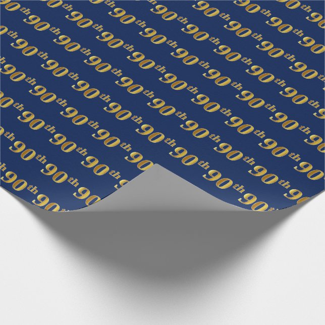 Blue, Imitate Gold 90. (Neunzigste) Event Geschenkpapier (Ecke)