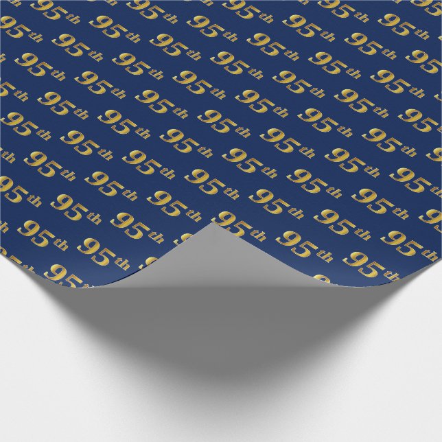 Blue, Imitate Gold 95. (fünfundneunzigste) Veranst Geschenkpapier (Ecke)