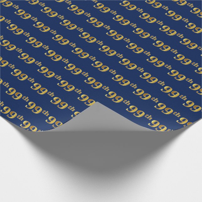 Blue, Imitate Gold 99. (neunundneunzig) Event Geschenkpapier (Ecke)