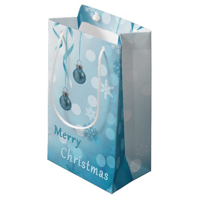 Blue Imitats Glitzer Weihnachtsschmuck Kleine Geschenktüte (Vorderseite Schrägansicht)