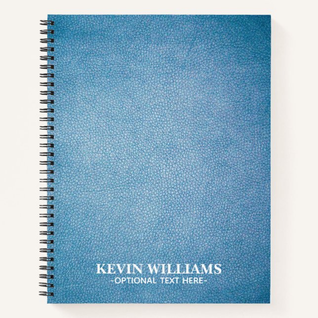 Blue Imitats Leather Textur Design personalisiert Notizbuch (Vorderseite)