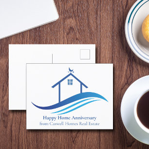 Blue Immobilienunternehmen Glückliches Haus-Jubilä Postkarte