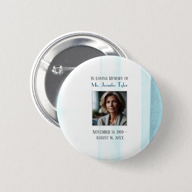 Blue in Love Memory Funeral Memorial Keepake Button (Vorne & Hinten)