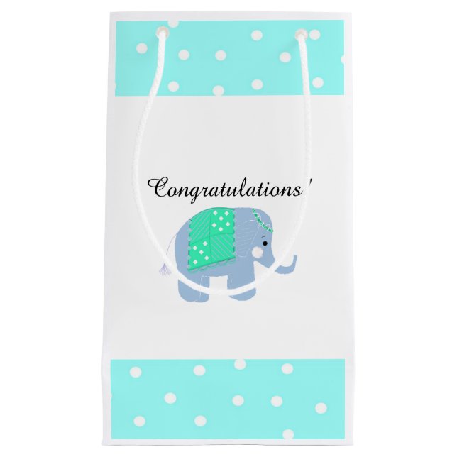 Blue Indian Elephant Kleine Geschenktüte (Vorderseite)
