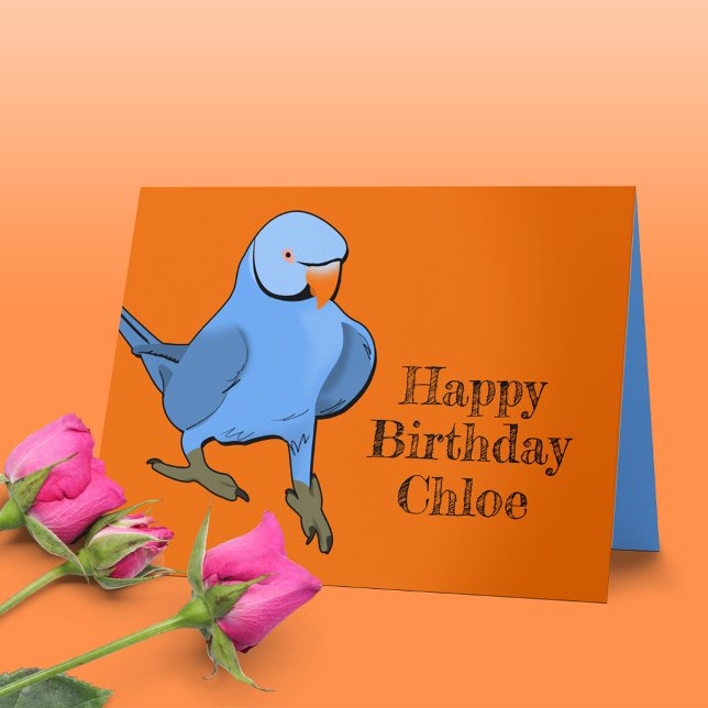 Blue Indian Ringneck Parakeet Birthday Parrot Name Karte (Von Creator hochgeladen)