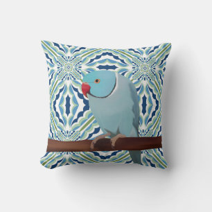 Blue Indian Ringneck Parakeet Kissen