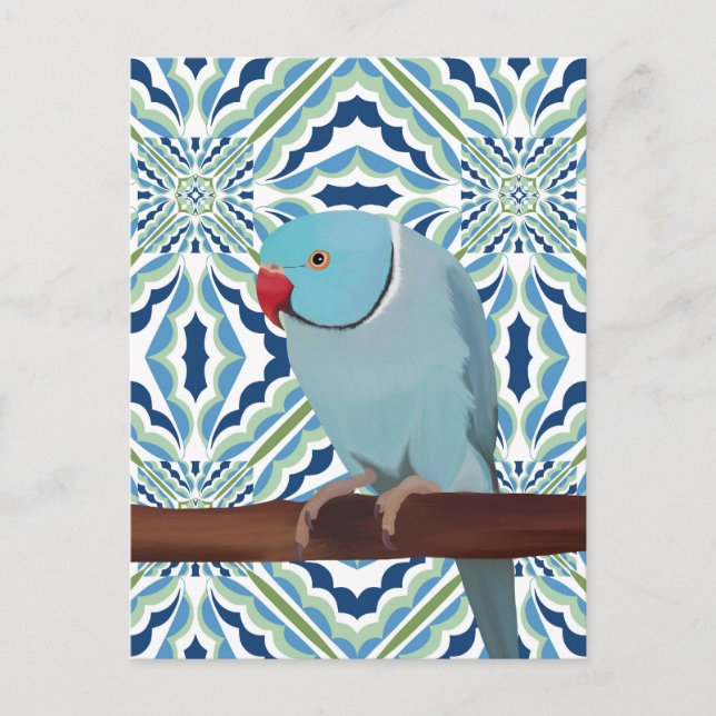 Blue Indian Ringneck Parakeet Postkarte (Vorderseite)