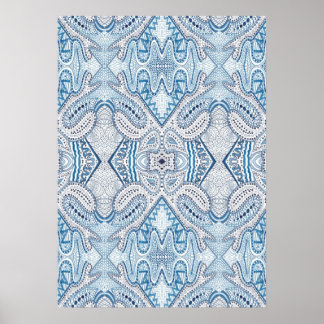 Blue Indigo Abstrakt Poster