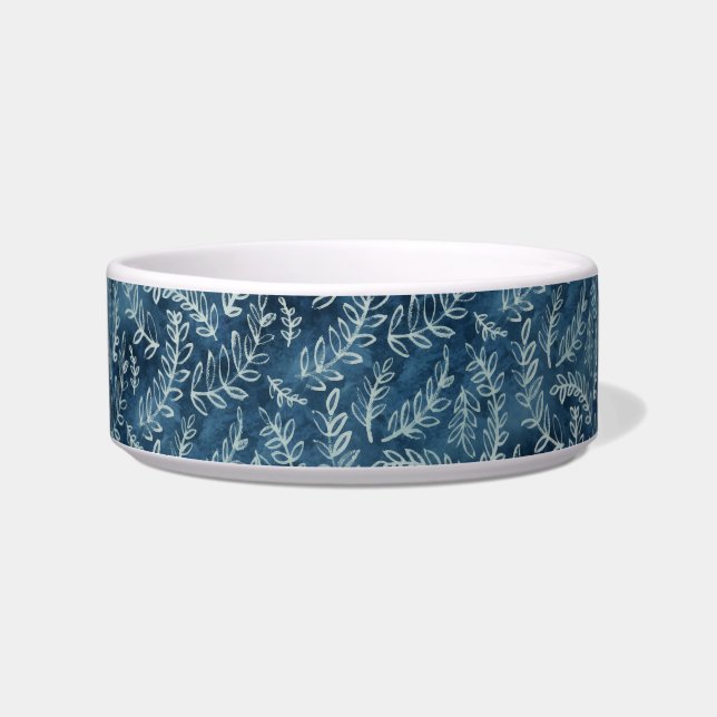 Blue Indigo Blätter Twigs Pattern Napf (Vorderseite)