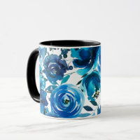 Blue Indigo Floral Blume Elegantes Shabby Chic