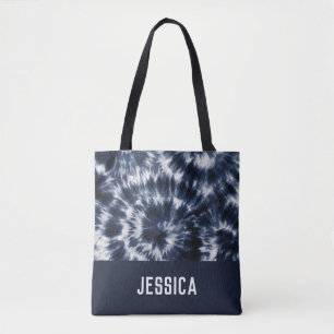 Blue Indigo Shibori Gefärbte Krawatte Individuelle Tasche