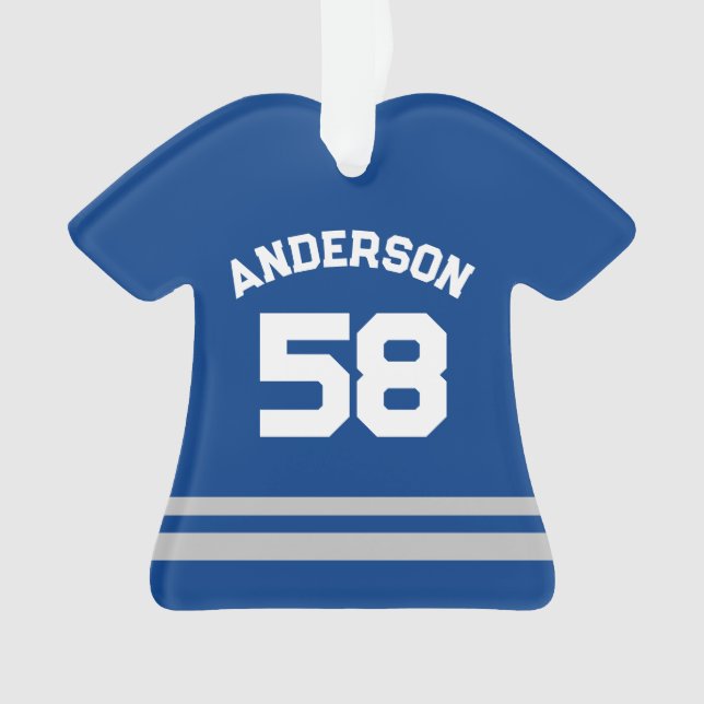 Blue Individuelle Name, Number, Foto Sports Jersey Ornament (Vorderseite)