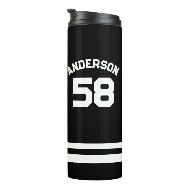 Blue Individuelle Name & Number Sports Fan Thermosbecher (Nach rechts gedreht)