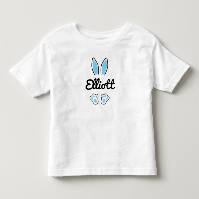 Blue Individuelle Name Osterfest Bunny Ears Fee Kleinkind T-shirt (Vorderseite)