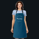 Blue Individuelle Name Year Master Baker Mommy Schürze<br><div class="desc">Viele Talente kommen aus dieser Küche. Passen Sie die Wörter an und legen Sie das Jahr fest,  wie Sie möchten. Diese Mommy-Schürze ist blau mit weißem Schriftsatz. Stilvolle Typografie-Behandlung. Master Bäckermommy mit etablierten Jahr. Macht ein großartiges Geschenk.</div>