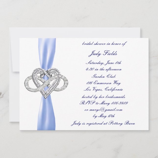 Blue Infinity Coeur nuptiale de douche Invitation (Devant)