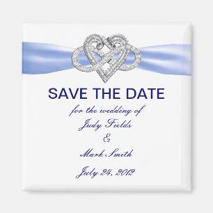 Blue Infinity Heart Enregistrer La Date Magnet