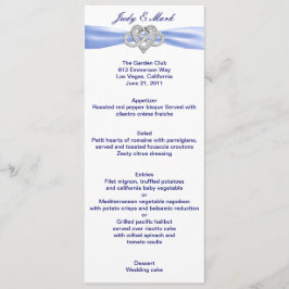 Blue Infinity Heart Wedding Menu Card Menükarte