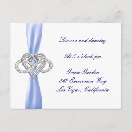 Blue Infinity Heart Wedding Reception Card Begleitkarte