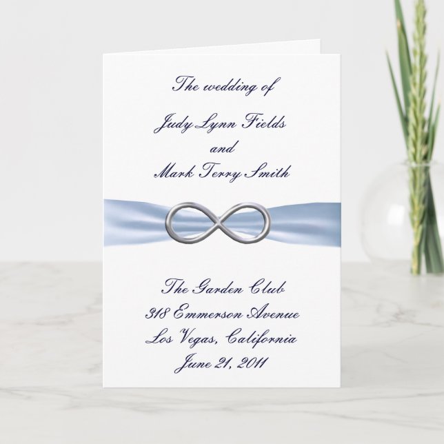 Blue Infinity Wedding Program Card Programm (Vorderseite)