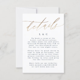 Blue Info Unterkunft Gold Wedding RSVP Karte