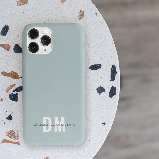 Blue & Initial Script Calligrafy Name Monogram Case-Mate iPhone Hülle (Von Creator hochgeladen)