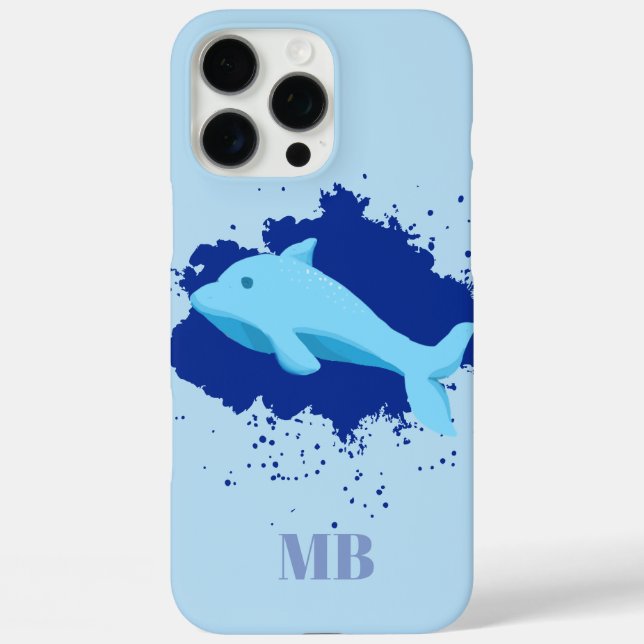 Blue Initials Monogramm iPhone 16 pro max Gehäuse Hülle (Rückseite)