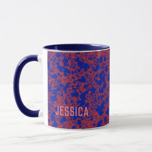 Blue Ink auf Red Simple Modern Tasse
