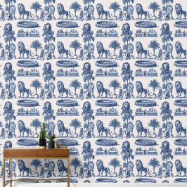 Blue Ink Lions und Savannah Tapete