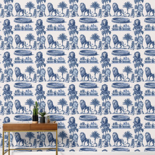 Blue Ink Lions und Savannah Tapete
