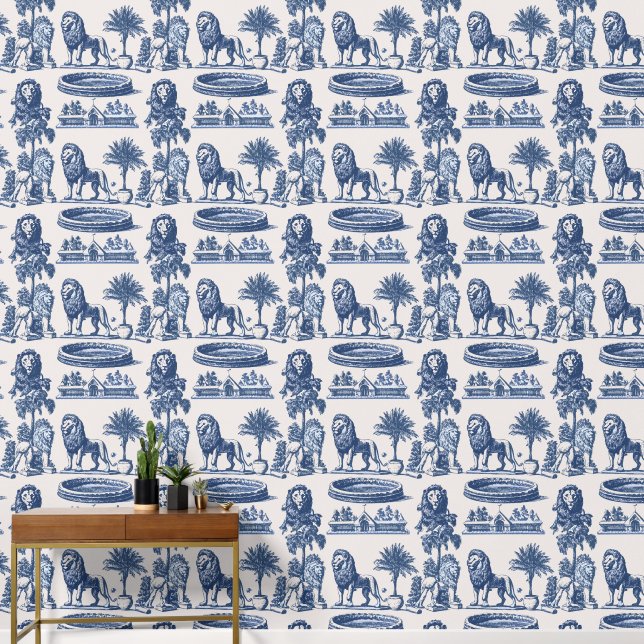 Blue Ink Lions und Savannah Tapete (Hausflur)