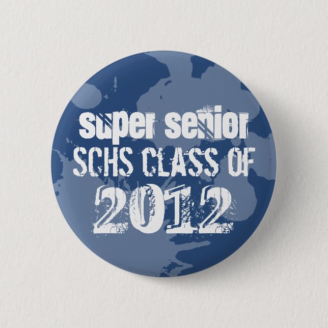 Blue ink Spritzer School Senior Class Button (Vorderseite)