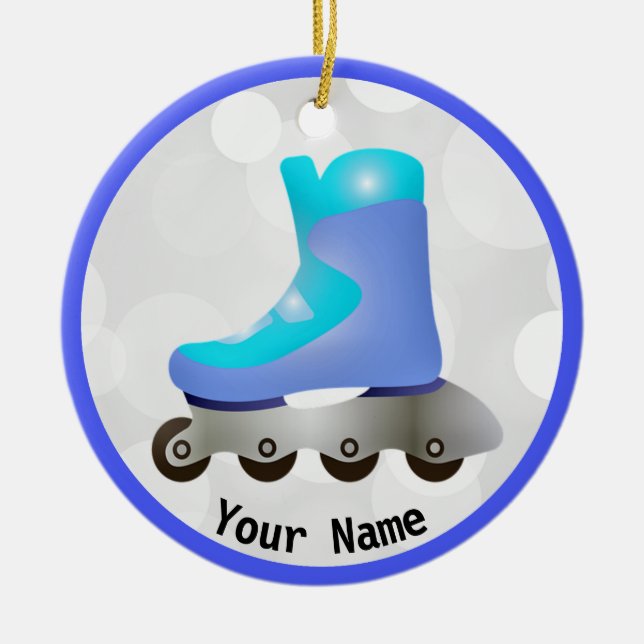 Blue Inline Skate Design Keramik Ornament (Vorne)