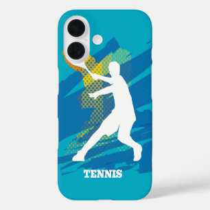 Blue Iphone 16 Gehäuse mit Tennisspieler Silhouett iPhone 16 Hülle