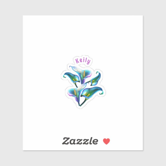 Blue Iridescent Holographic Calla Lilies Aufkleber (Blatt)