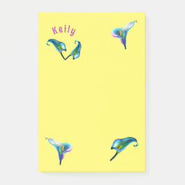 Blue Iridescent Holographic Calla Lilies Post-it Klebezettel