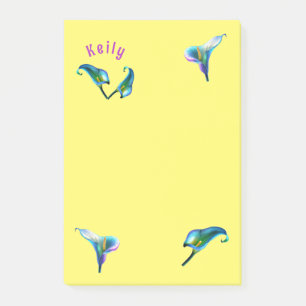 Blue Iridescent Holographic Calla Lilies Post-it Klebezettel