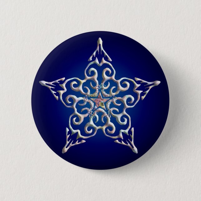 Blue Iridescent Star Button (Vorderseite)