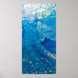 Blue Iridesing Modern Abstrakt Fluid Art Poster