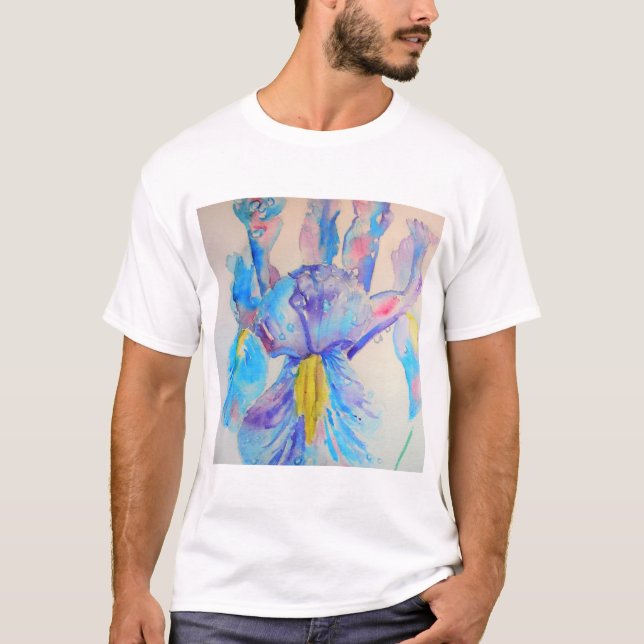 Blue Iris Art Blumengestalt T-Shirt (Vorderseite)
