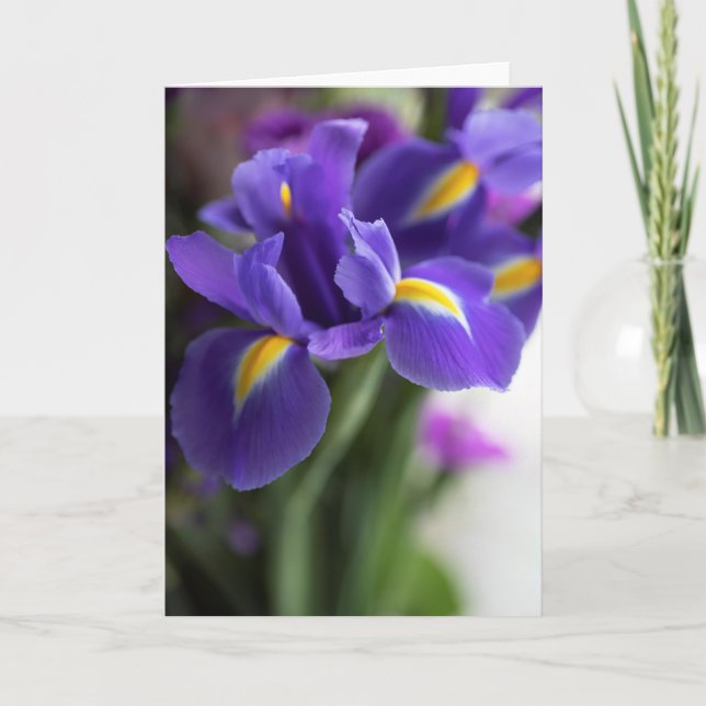 Blue Iris Blume Bouquet Karte (Vorderseite)