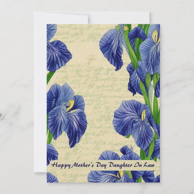 Blue Iris Blume Frohen Muttertag Ankündigung (Vorderseite)