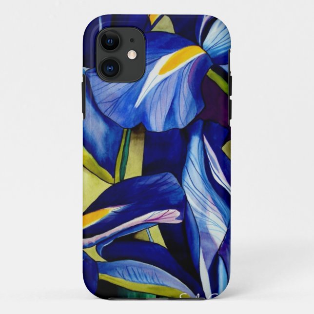 Blue Iris Blume Original Aquarellmalerei Case-Mate iPhone Hülle (Rückseite)
