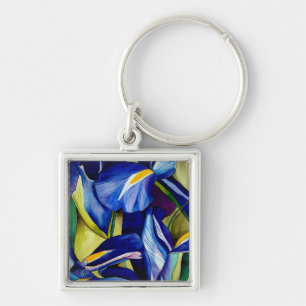 Blue Iris Blume Original Aquarellmalerei Schlüsselanhänger