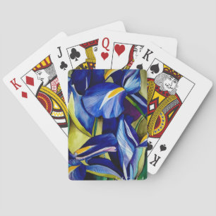 Blue Iris Blume Original Aquarellmalerei Spielkarten