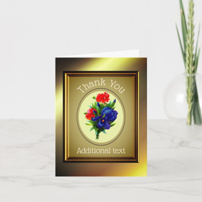 Blue Iris Bouquet Personalisiert Dankeschön Karte (Vorderseite)